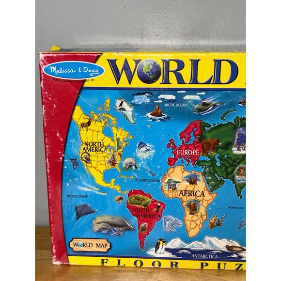 Melissa & Doug World Map Jumbo Floor Puzzle 33 Pieces Educational Toy 2 x 3 Feet - Picture 3 of 6